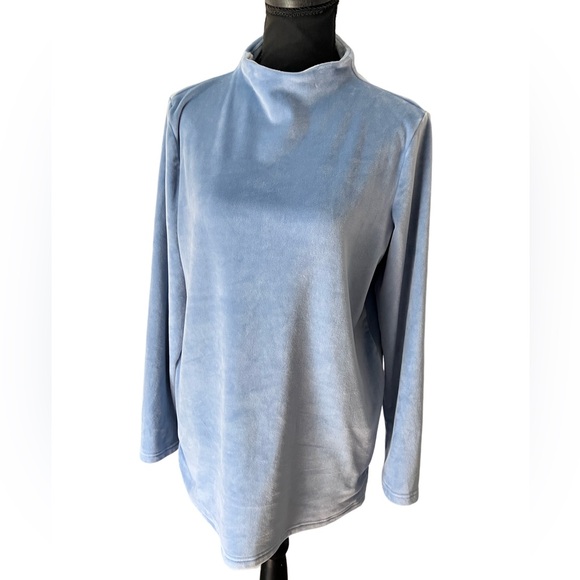Lands' End Light Blue Velvet Women's Blouse - Picture 1 of 4